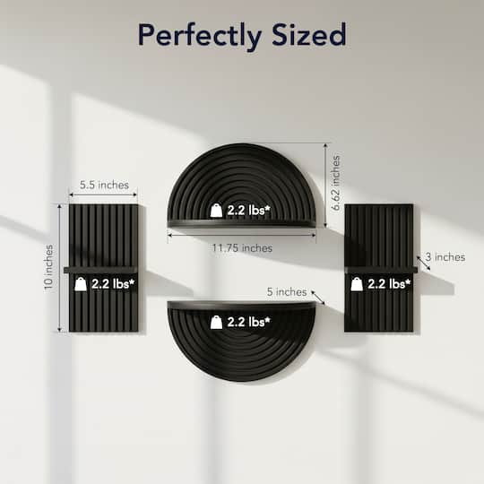 American Art Decor Black Boho Modular Wooden Wall Shelf Set